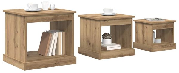 Dohányzóasztal 3 pcs Artisan tölgy Faanyag