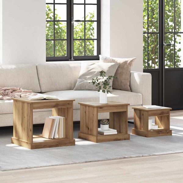 Dohányzóasztal 3 pcs Artisan tölgy Faanyag