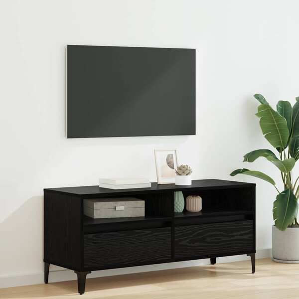 TV szekrény Fekete tölgy 100 x 34,5 x 44,5 cm Műszaki fa és vas