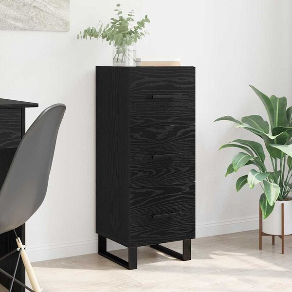 VidaXL Széf fiókkal Fekete tölgy 34,5 x 34 x 90 cm Műszaki fa és vas