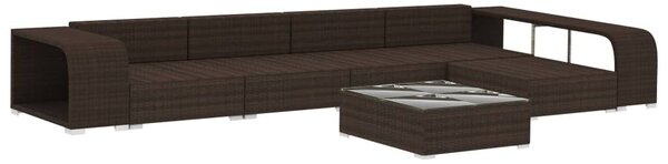 VidaXL 8 részes barna polyrattan kerti bútorszett párnákkal