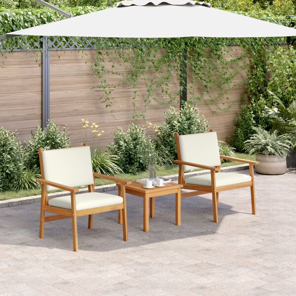 VidaXL Kerti Kanapé Szett 3 pcs Barna 45 x 45 x 38 cm Tömör akácfa