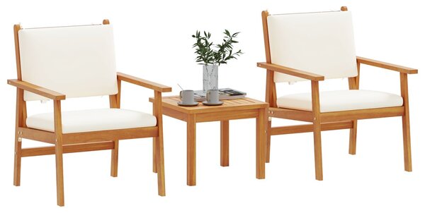 VidaXL Kerti Kanapé Szett 3 pcs Barna 45 x 45 x 38 cm Tömör akácfa