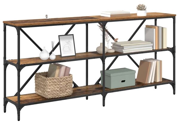 Konzolasztal polcokkal Öreg fa 160 x 30 x 75 cm Faanyag