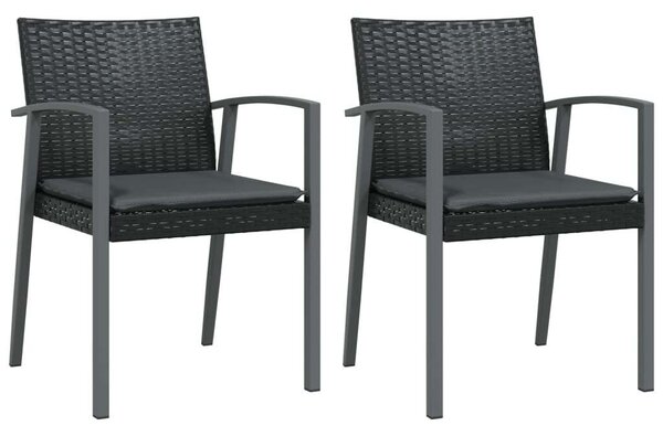 3-részes polyrattan és acél kerti étkezőgarnitúra párnával