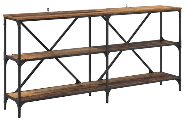 Konzolasztal polcokkal Öreg fa 160 x 30 x 75 cm Faanyag