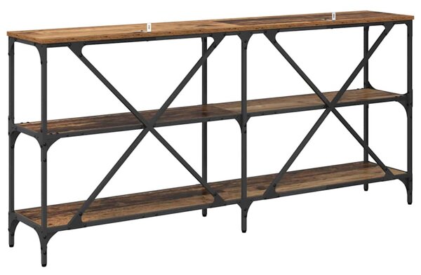 Konzolasztal polcokkal Öreg fa 160 x 30 x 75 cm Faanyag
