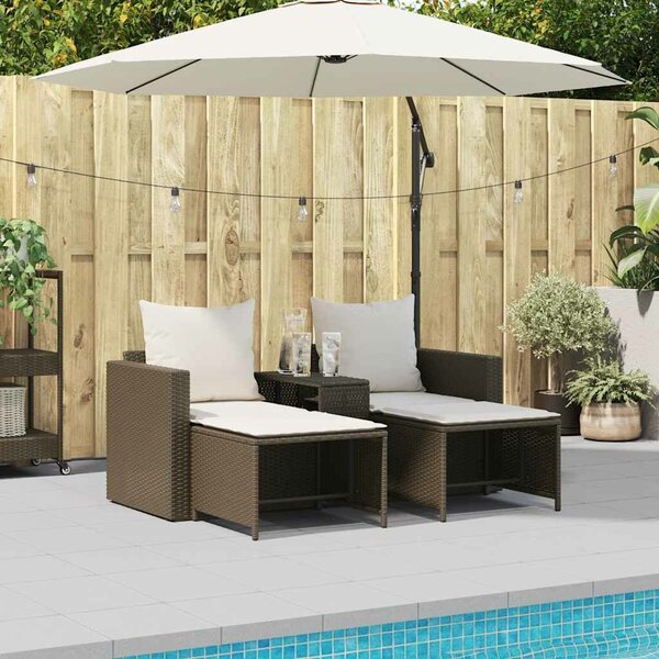 VidaXL 5 részes polyrattan kerti kanapé garnitúra párnákkal stackable