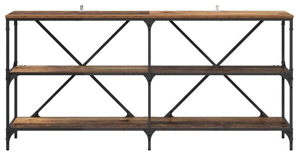 Konzolasztal polcokkal Öreg fa 160 x 30 x 75 cm Faanyag