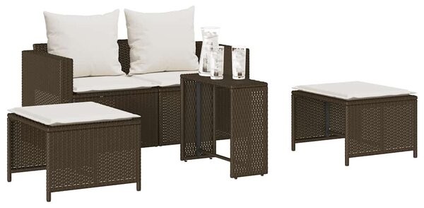 VidaXL 5 részes polyrattan kerti kanapé garnitúra párnákkal stackable