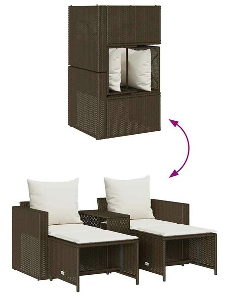 VidaXL 5 részes polyrattan kerti kanapé garnitúra párnákkal stackable
