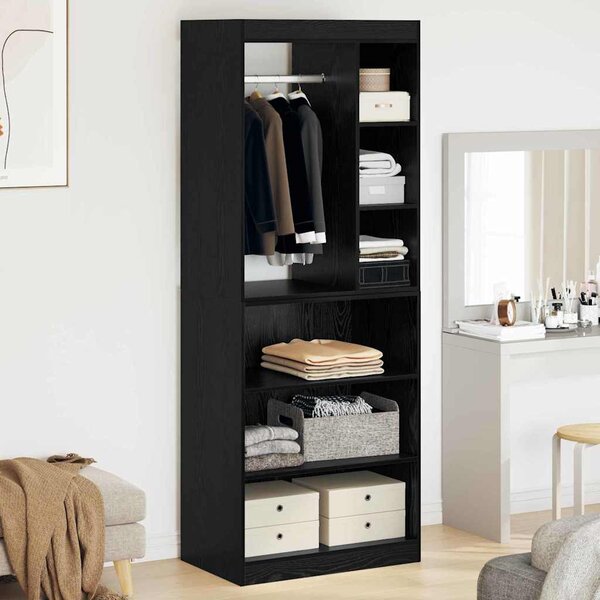 Ruhásszekrény polcokkal Musta tammi 77 x 48 x 102 cm Faanyag