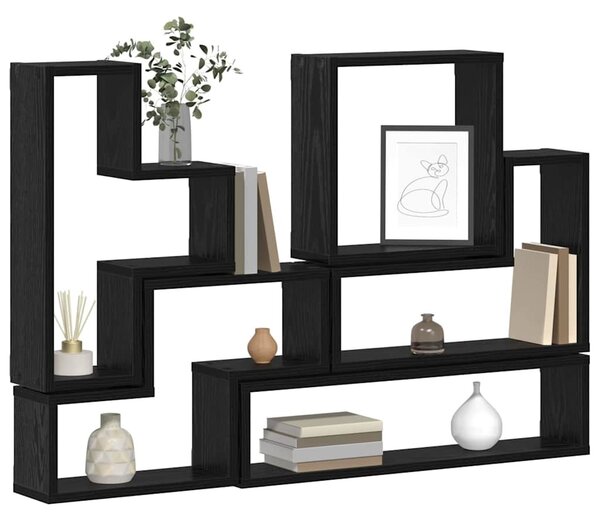 Fal Cube polcokkal Egyéb Musta tammi 96 x 12 x 64 cm Faanyag
