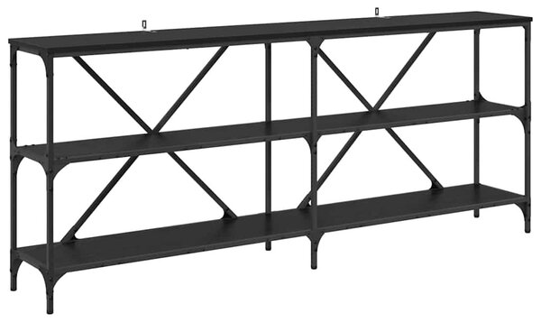 Konzolasztal polcokkal Fekete tölgy 180 x 30 x 75 cm Faanyag