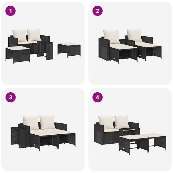 VidaXL 5 részes polyrattan kerti kanapé garnitúra párnákkal stackable