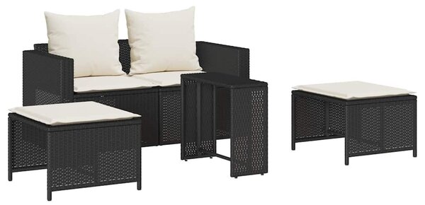 VidaXL 5 részes polyrattan kerti kanapé garnitúra párnákkal stackable