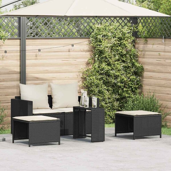 VidaXL 5 részes polyrattan kerti kanapé garnitúra párnákkal stackable