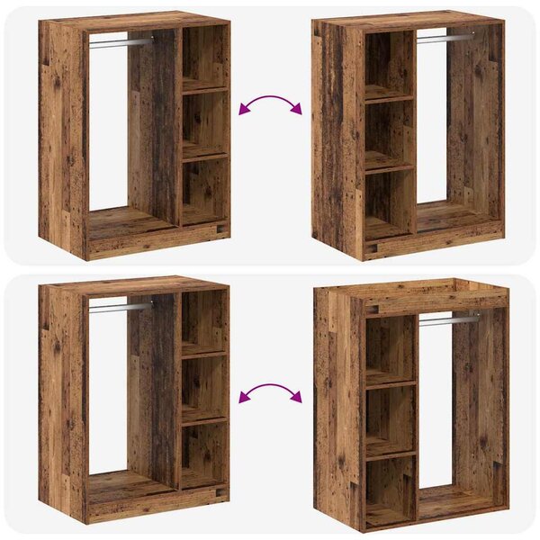 Ruhásszekrény polcokkal Régi fa 77 x 48 x 102 cm Faanyag