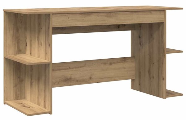Asztal polcokkal kézműves tölgy 140 x 50 x 75 cm Faanyag