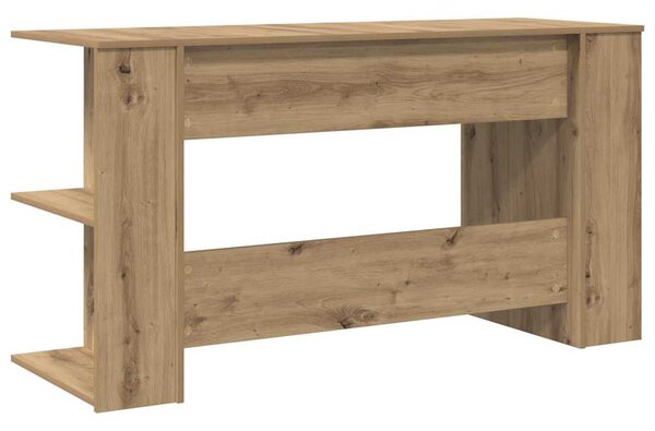 Asztal polcokkal kézműves tölgy 140 x 50 x 75 cm Faanyag