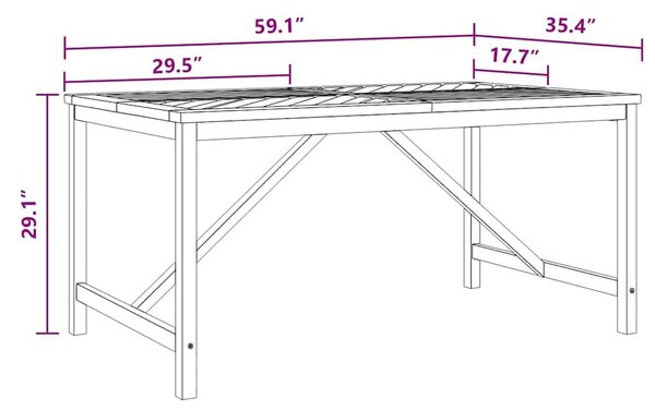 VidaXL Kert étkező szett 5 pcs Barna 150 x 90 x 74 cm tömör akácfa