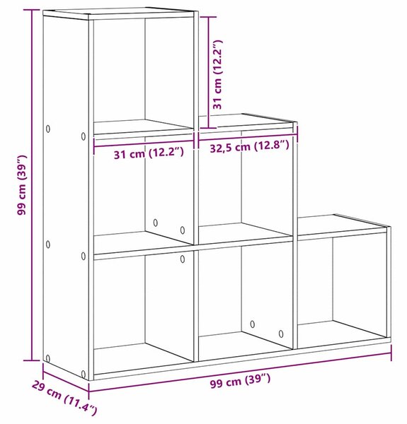 Könyvespolc Musta tammi 99 x 29 x 99 cm Faanyag