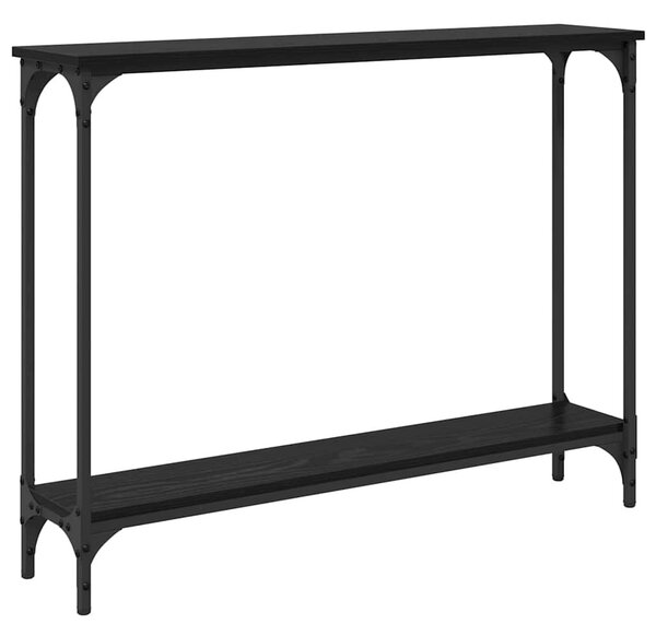 Konzolasztal polcokkal Fekete tölgy 102 x 23 x 15,5 cm Faanyag
