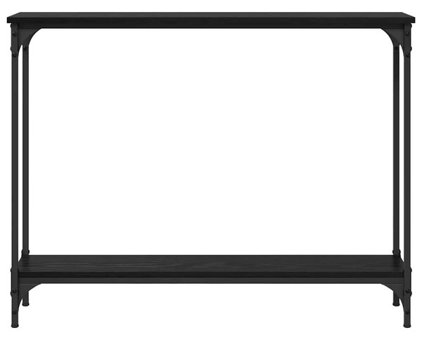 Konzolasztal polcokkal Fekete tölgy 102 x 23 x 15,5 cm Faanyag