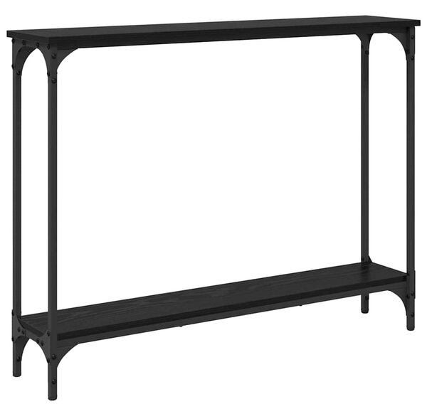 Konzolasztal polcokkal Fekete tölgy 102 x 23 x 15,5 cm Faanyag
