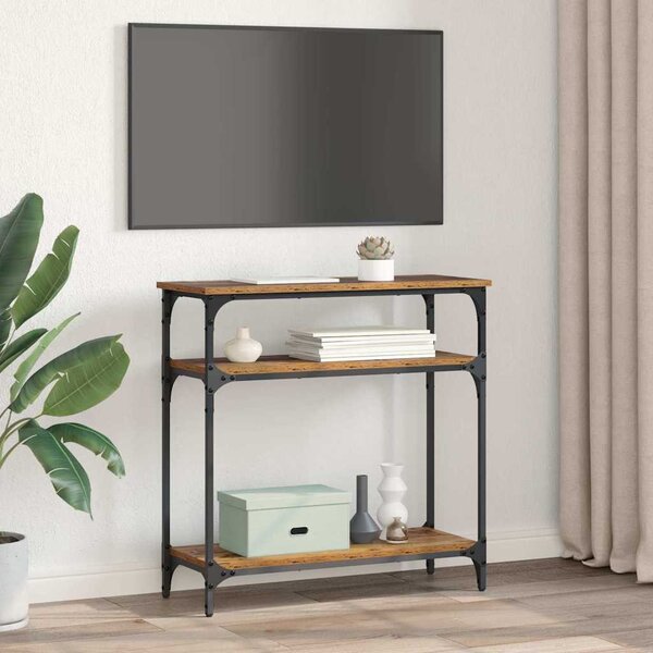 Konzolasztal polcokkal Öreg fa 75 x 29 x 75 cm Faanyag