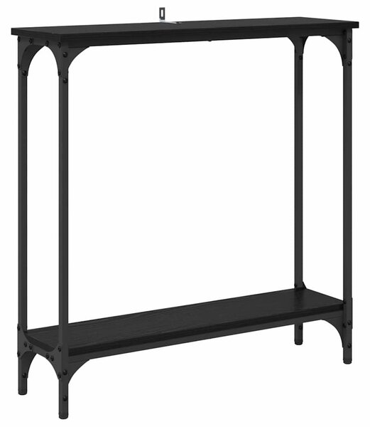 Konzolasztal polcokkal Fekete tölgy 75 x 22,5 x 75 cm Faanyag