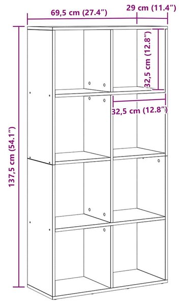 Könyvespolc Musta tammi 69.5 x 29 x 137.5 cm Faanyag