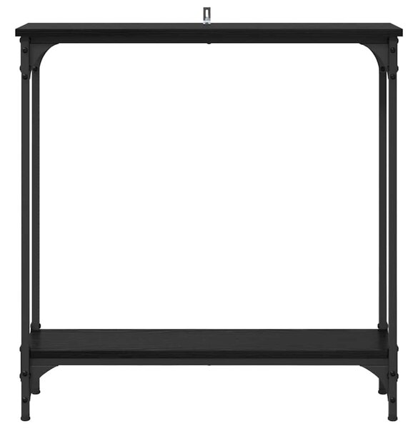 Konzolasztal polcokkal Fekete tölgy 75 x 22,5 x 75 cm Faanyag