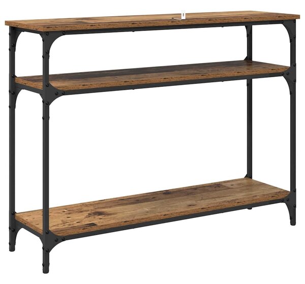 Konzolasztal polcokkal Öreg fa 100 x 29 x 75 cm Faanyag