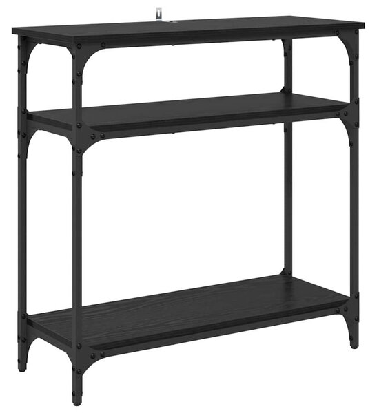 Konzolasztal polcokkal Fekete tölgy 75 x 29 x 75 cm Faanyag