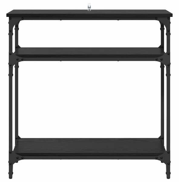 Konzolasztal polcokkal Fekete tölgy 75 x 29 x 75 cm Faanyag