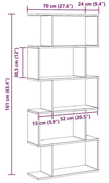 Könyvespolc Barna 70 x 24 x 161 cm Faanyag