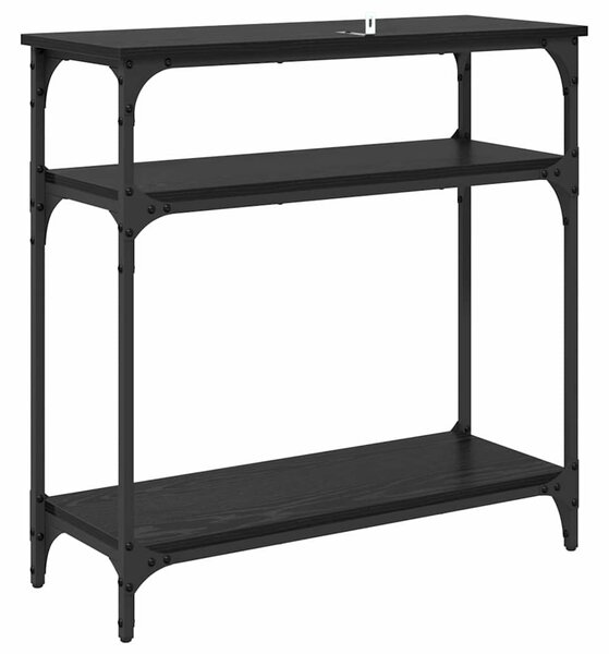 Konzolasztal polcokkal Fekete tölgy 75 x 29 x 75 cm Faanyag