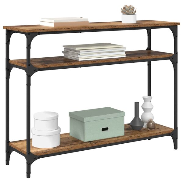 Konzolasztal polcokkal Öreg fa 100 x 29 x 75 cm Faanyag