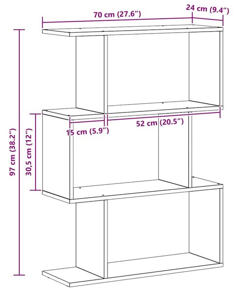 Könyvespolc Szürke 70 x 14 x 97 cm Faanyag