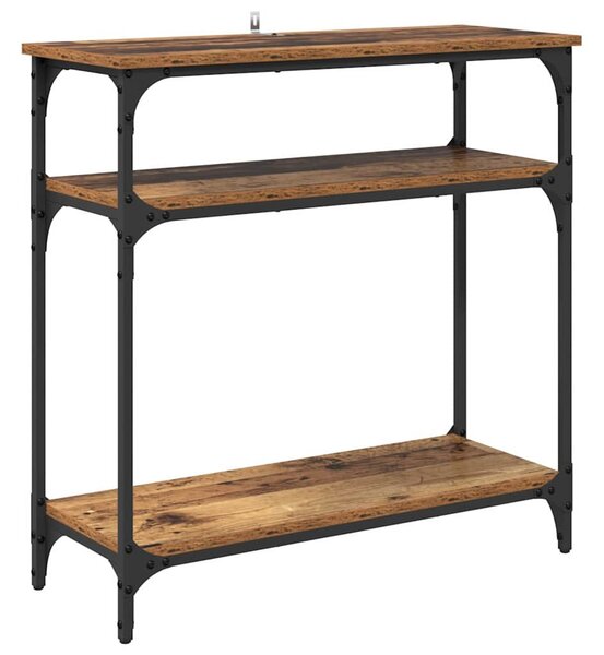 Konzolasztal polcokkal Öreg fa 75 x 29 x 75 cm Faanyag