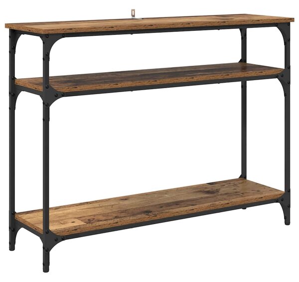 Konzolasztal polcokkal Öreg fa 100 x 29 x 75 cm Faanyag