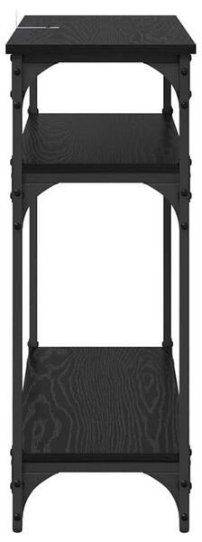 Konzolasztal polcokkal Fekete tölgy 75 x 29 x 75 cm Faanyag