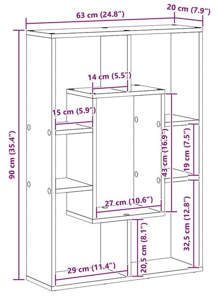 Könyvszekrény Musta tammi 63 x 20 x 90 cm Faanyag
