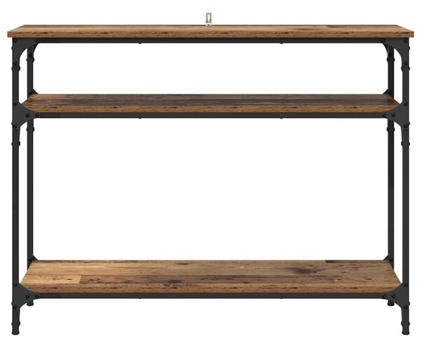 Konzolasztal polcokkal Öreg fa 100 x 29 x 75 cm Faanyag