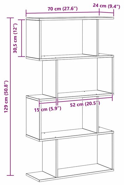 Könyvespolc Fekete 70 x 24 x 129 cm Faanyag