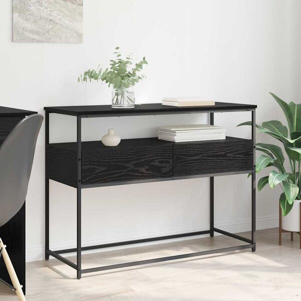 Konzolasztal fiókkal Fekete tölgy 100 x 40 x 75 cm Faanyag