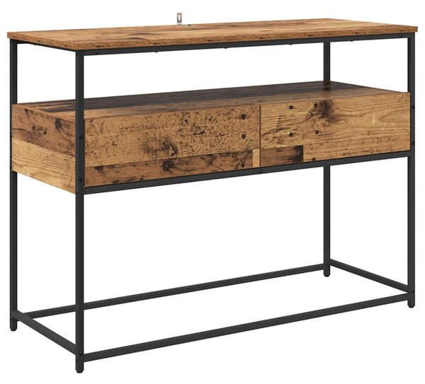 Konzolasztal fiókkal Öreg fa 100 x 40 x 75 cm Faanyag