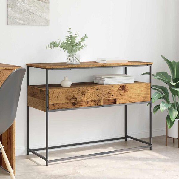 Konzolasztal fiókkal Öreg fa 100 x 40 x 75 cm Faanyag