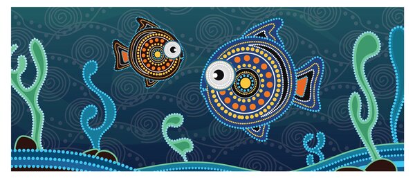 Kép - festett hal (120x50 cm)